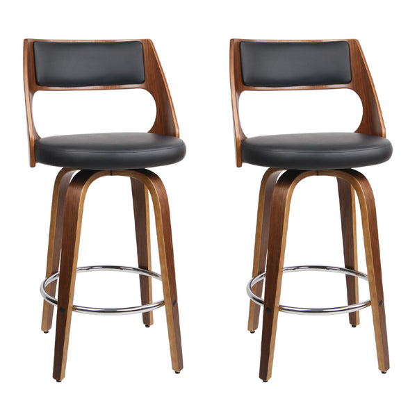  2X Bar Stools Swivel Leather Chair 65Cm