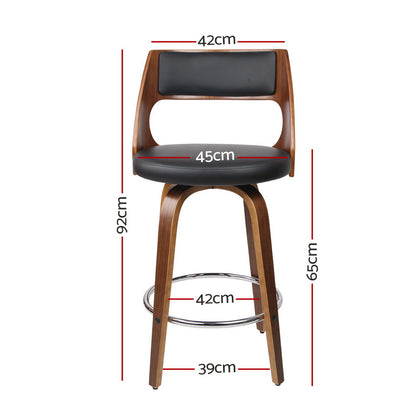 2X Bar Stools Swivel Leather Chair 65Cm