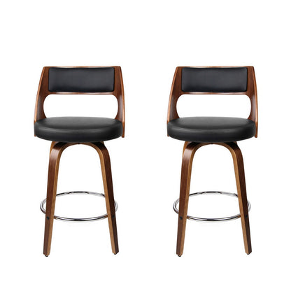 2X Bar Stools Swivel Leather Chair 65Cm
