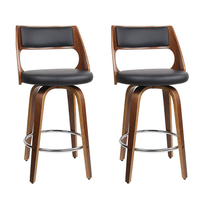 2X Bar Stools Swivel Leather Chair 65Cm