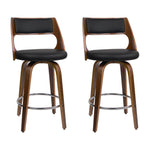 2X Bar Stools Swivel Leather Chair 76Cm