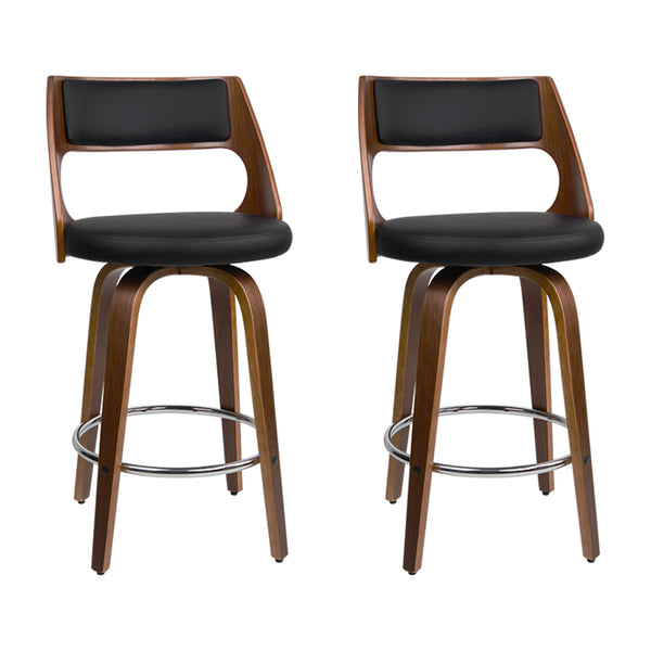  2X Bar Stools Swivel Leather Chair 76Cm