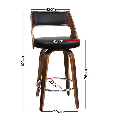 2X Bar Stools Swivel Leather Chair 76Cm