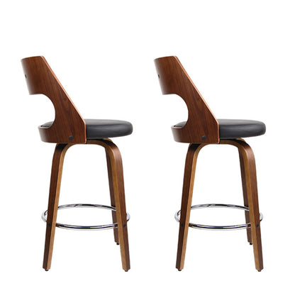 2X Bar Stools Swivel Leather Chair 76Cm