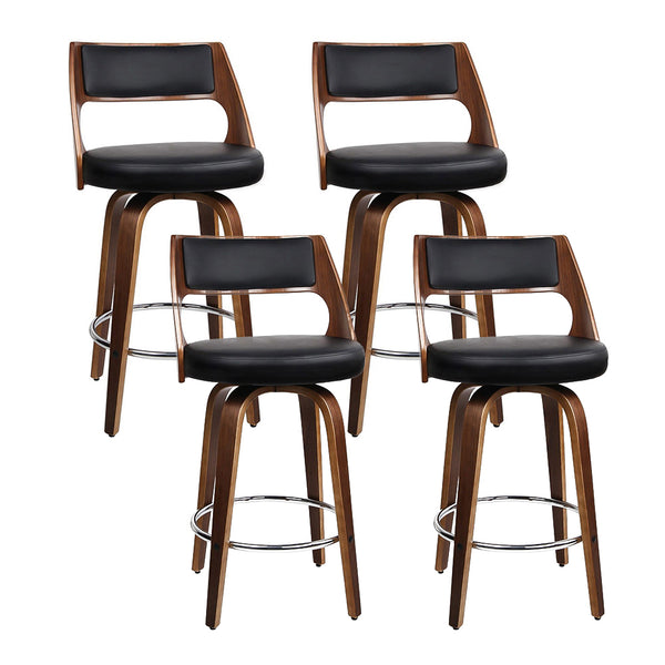  4X Bar Stools Swivel Leather Chair 76Cm