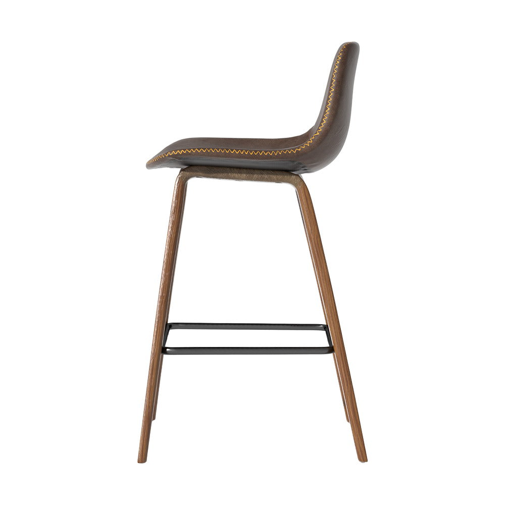 Bar Stools Kitchen Counter Barstools Leather Wooden Chairs X2