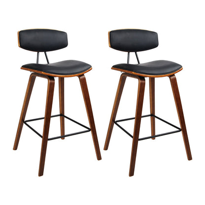 2X Bar Stools Leather Padded W/Backrest