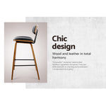 2X Bar Stools Leather Padded W/Backrest