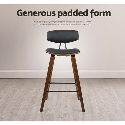 2X Bar Stools Leather Padded W/Backrest