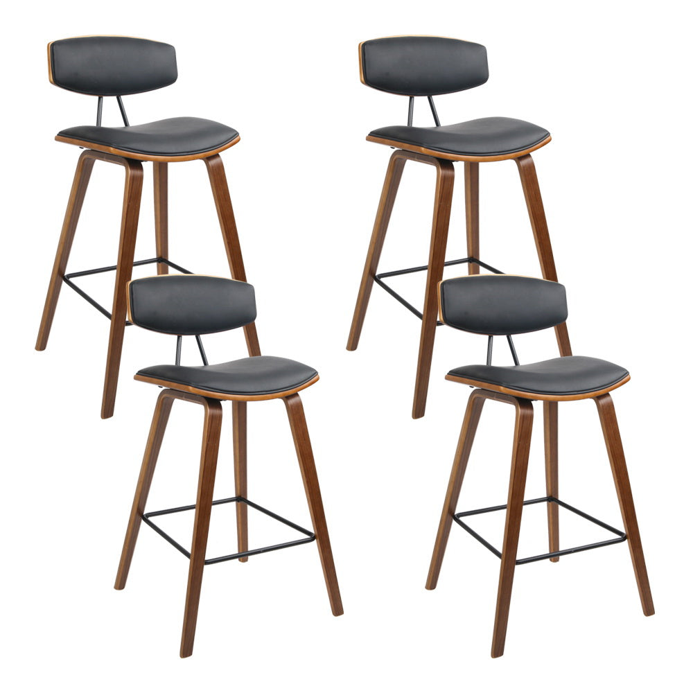 4X Bar Stools Leather Padded W/Backrest
