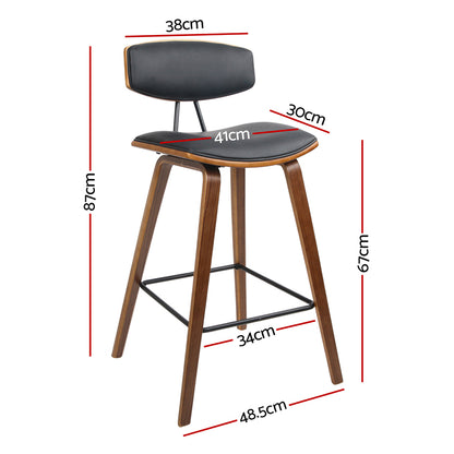 4X Bar Stools Leather Padded W/Backrest