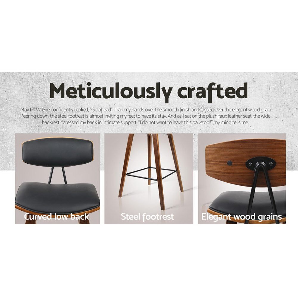 4X Bar Stools Leather Padded W/Backrest