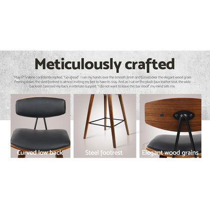 4X Bar Stools Leather Padded W/Backrest
