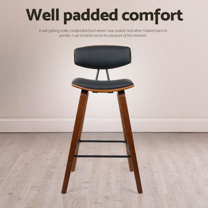 4X Bar Stools Leather Padded W/Backrest