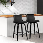 Bar Stools Kitchen Leather Barstools Swivel Wooden Chairs X2