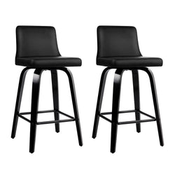 Bar Stools Kitchen Leather Barstools Swivel Wooden Chairs X2
