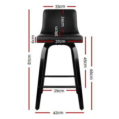 Bar Stools Kitchen Leather Barstools Swivel Wooden Chairs X2