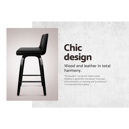 Bar Stools Kitchen Leather Barstools Swivel Wooden Chairs X2