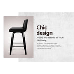 Bar Stools Kitchen Leather Barstools Swivel Wooden Chairs X2