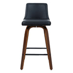 2x Kitchen Wooden Bar Stools Swivel Bar Stool Chairs Leather Luxury Black