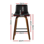 4X Bar Stools Swivel Leather Padded Wooden