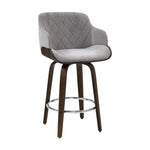 1x Kitchen Bar Stools Wooden Bar Stool Chairs Swivel Velvet Fabric Grey