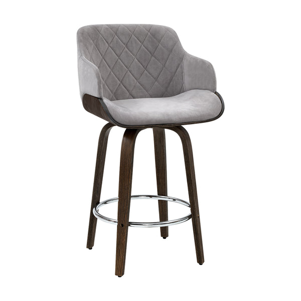  Bar Stools Swivel Velvet Padded Wooden