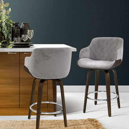Bar Stools Swivel Velvet Padded Wooden
