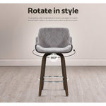 2X Bar Stools Swivel Velvet Padded Wooden
