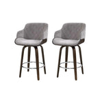 2X Bar Stools Swivel Velvet Padded Wooden