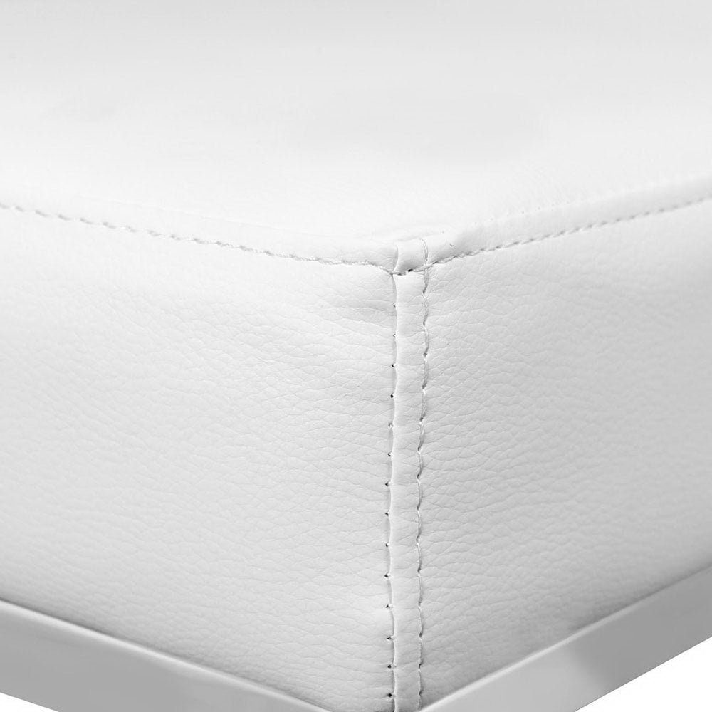2X Bar Stools Leather Padded Metal White