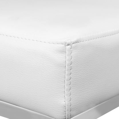 2X Bar Stools Leather Padded Metal White