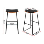 4x Bar Stools Leather Padded Metal