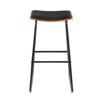 4x Bar Stools Leather Padded Metal