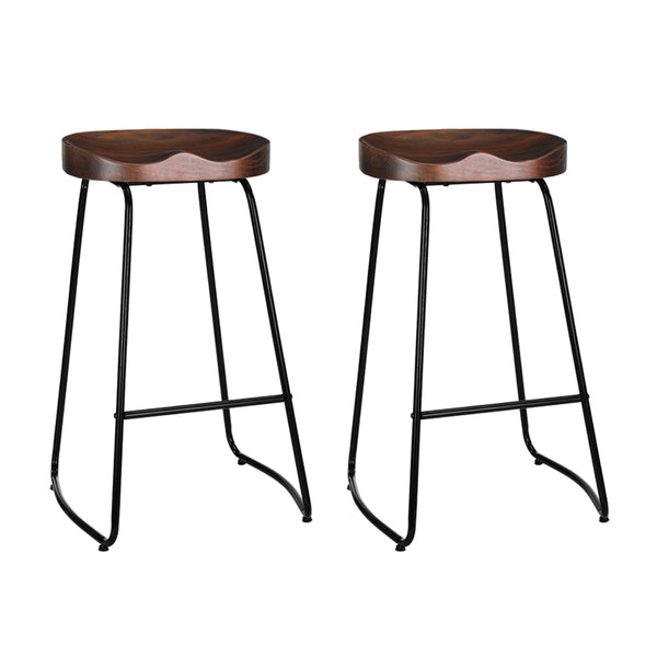  2X Bar Stools Tractor Seat 75Cm Black