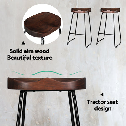 2X Bar Stools Tractor Seat 75Cm Black