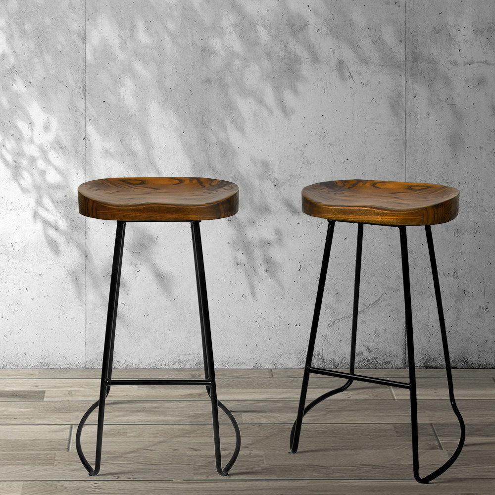 2X Bar Stools Tractor Seat 75Cm Black