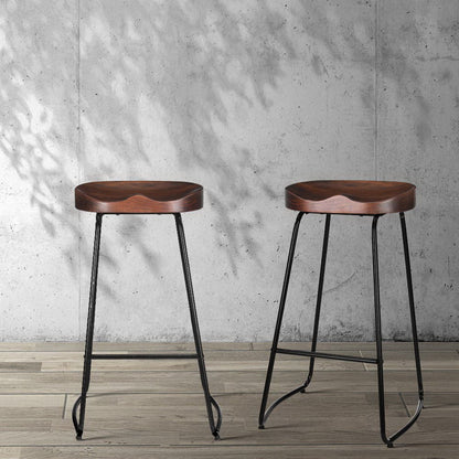 2X Bar Stools Tractor Seat 75Cm Black