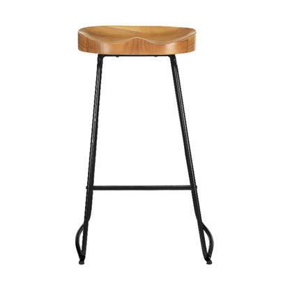 2X Bar Stools Tractor Seat 75Cm Wooden