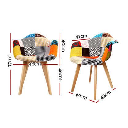 Dining Chairs Set of 2 Fabric Retro Replica DSW - 49×42×84cm