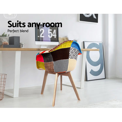 Dining Chairs Set of 2 Fabric Retro Replica DSW - 49×42×84cm