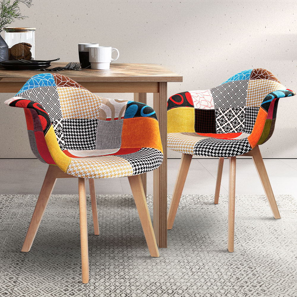 Dining Chairs Set of 2 Fabric Retro Replica DSW - 49×42×84cm