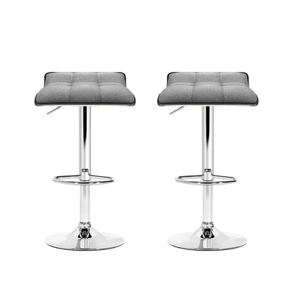 2X Bar Stools Linen Padded Gas Lift