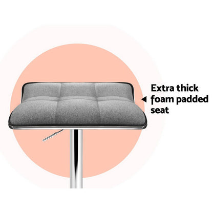 2X Bar Stools Linen Padded Gas Lift
