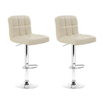 2X Bar Stools Leather Gas Lift Beige