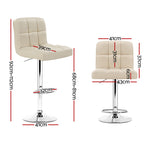 2X Bar Stools Leather Gas Lift Beige