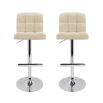 2X Bar Stools Leather Gas Lift Beige