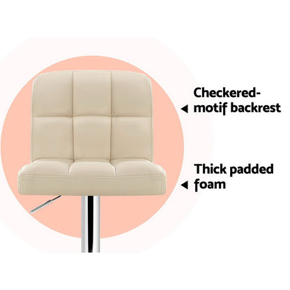 2X Bar Stools Leather Gas Lift Beige