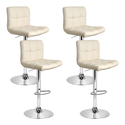 4X Bar Stools Leather Gas Lift Beige