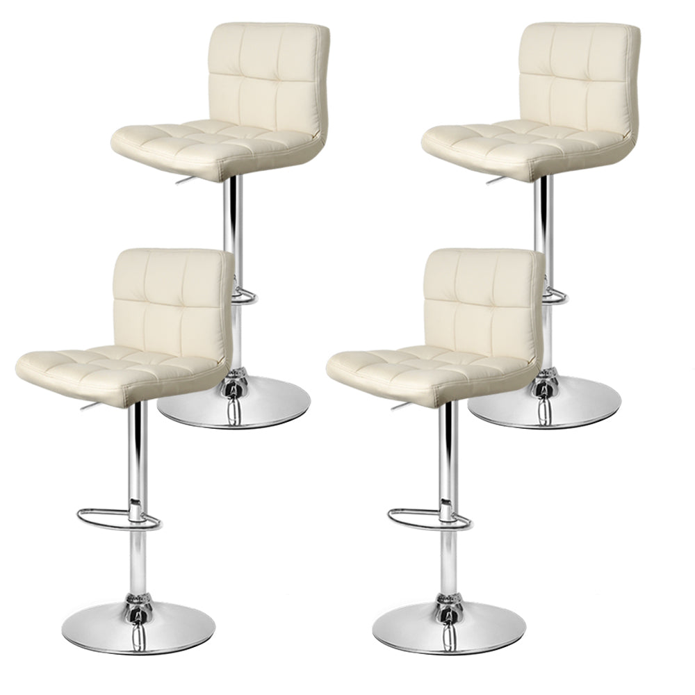 4X Bar Stools Leather Gas Lift Beige